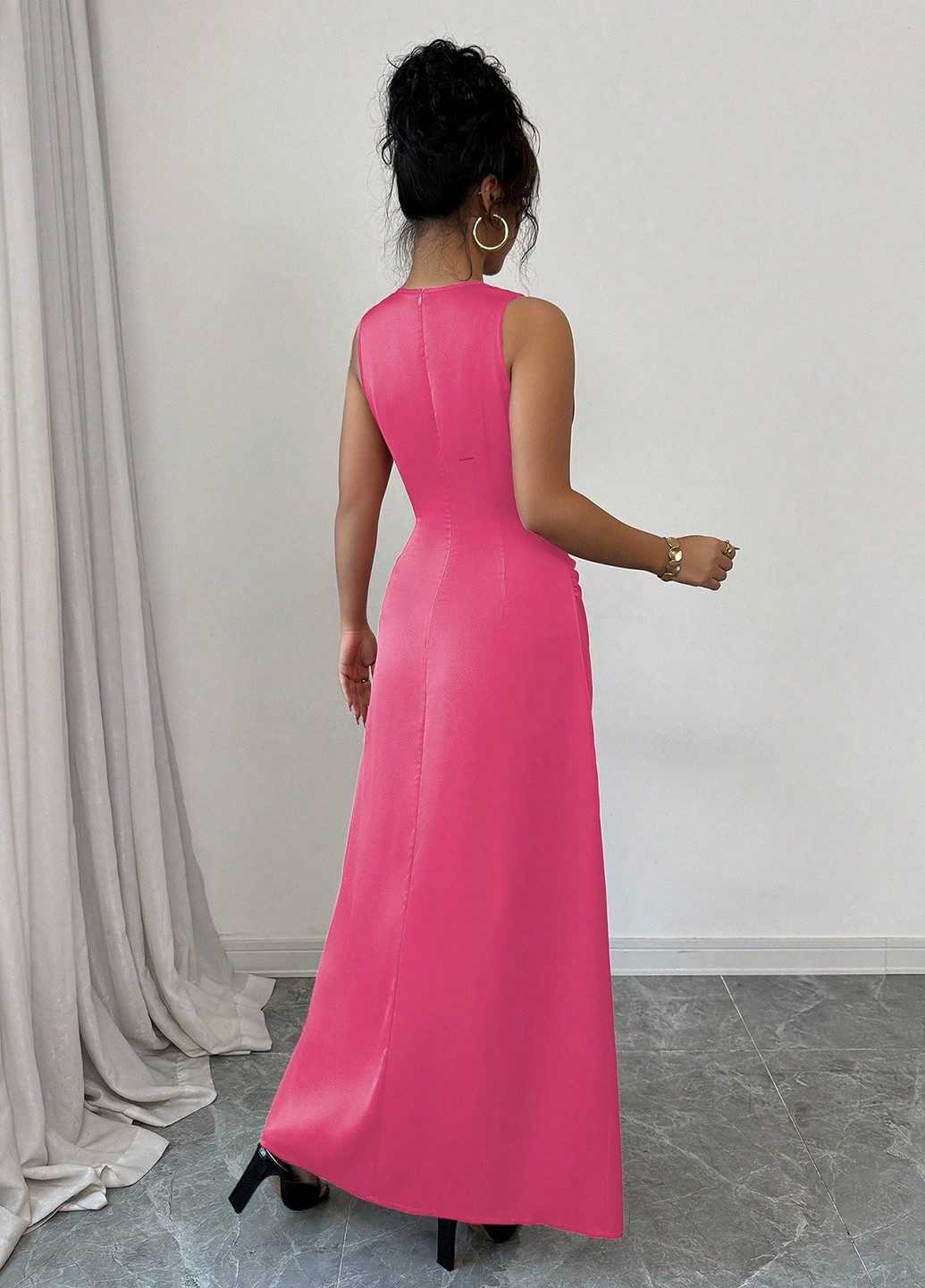 Малиновое праздничный, вечернее платье SHEIN однотонное