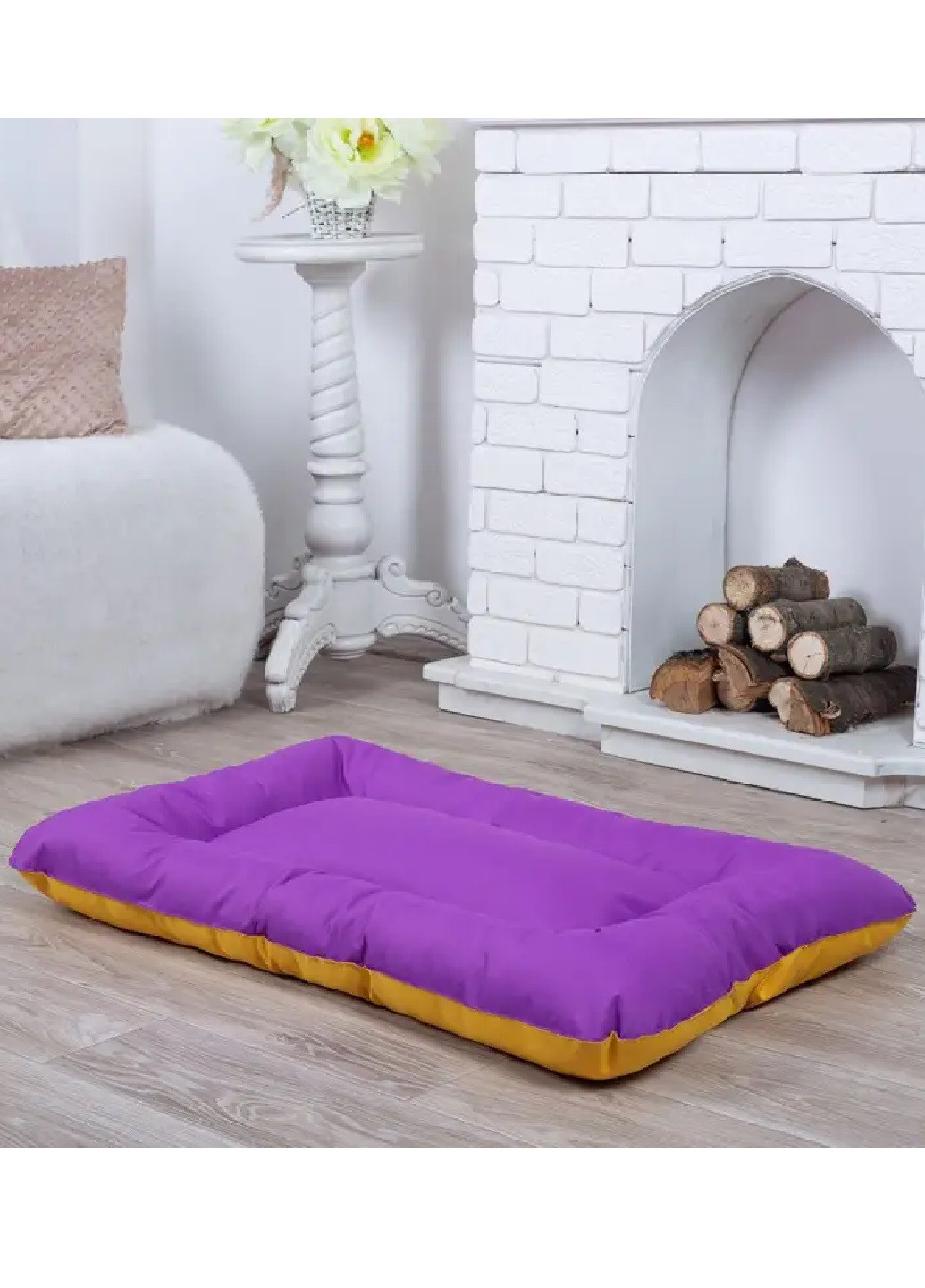 Лежак лежанка для котов и собак спальное место 70х50х10 см (13577-Нов) Фиолетовый с желтым Francesco Marconi (250612423)