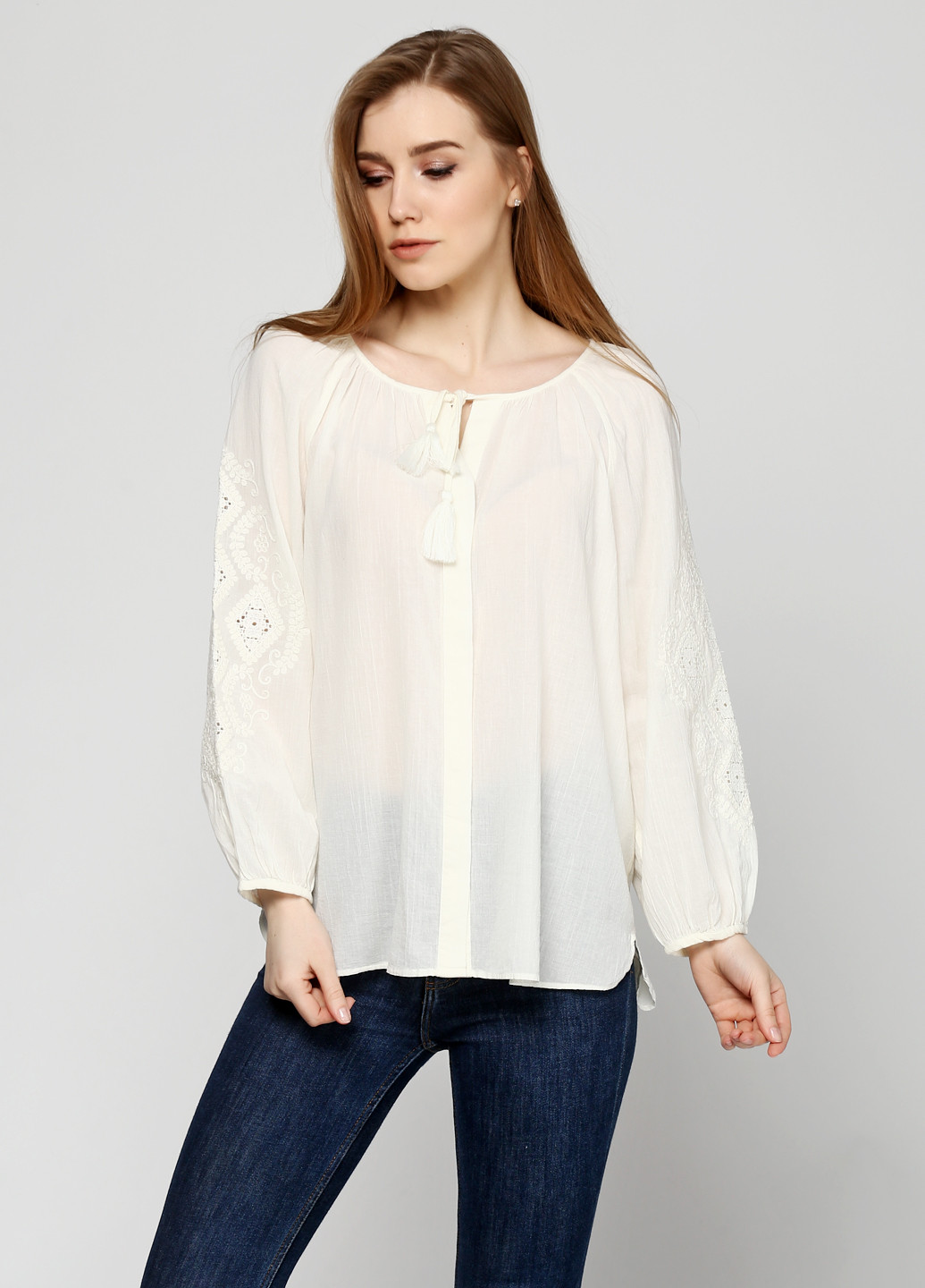 Молочная демисезонная блуза Massimo Dutti