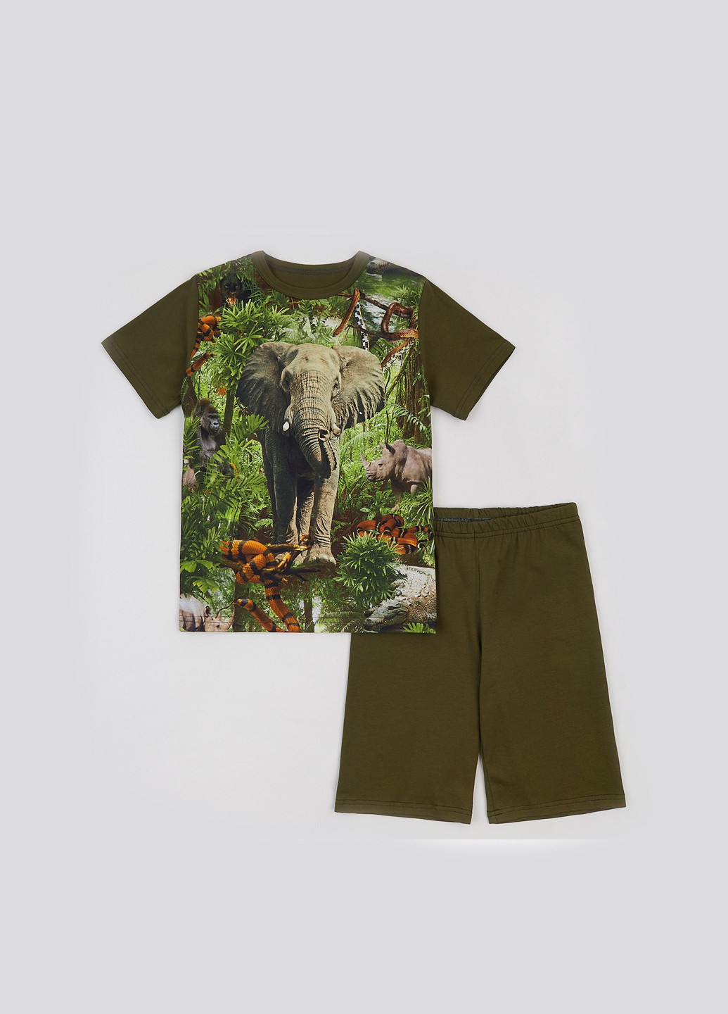 Оливковий (хакі) літній костюм (футболка, шорти) з шортами ArDoMi