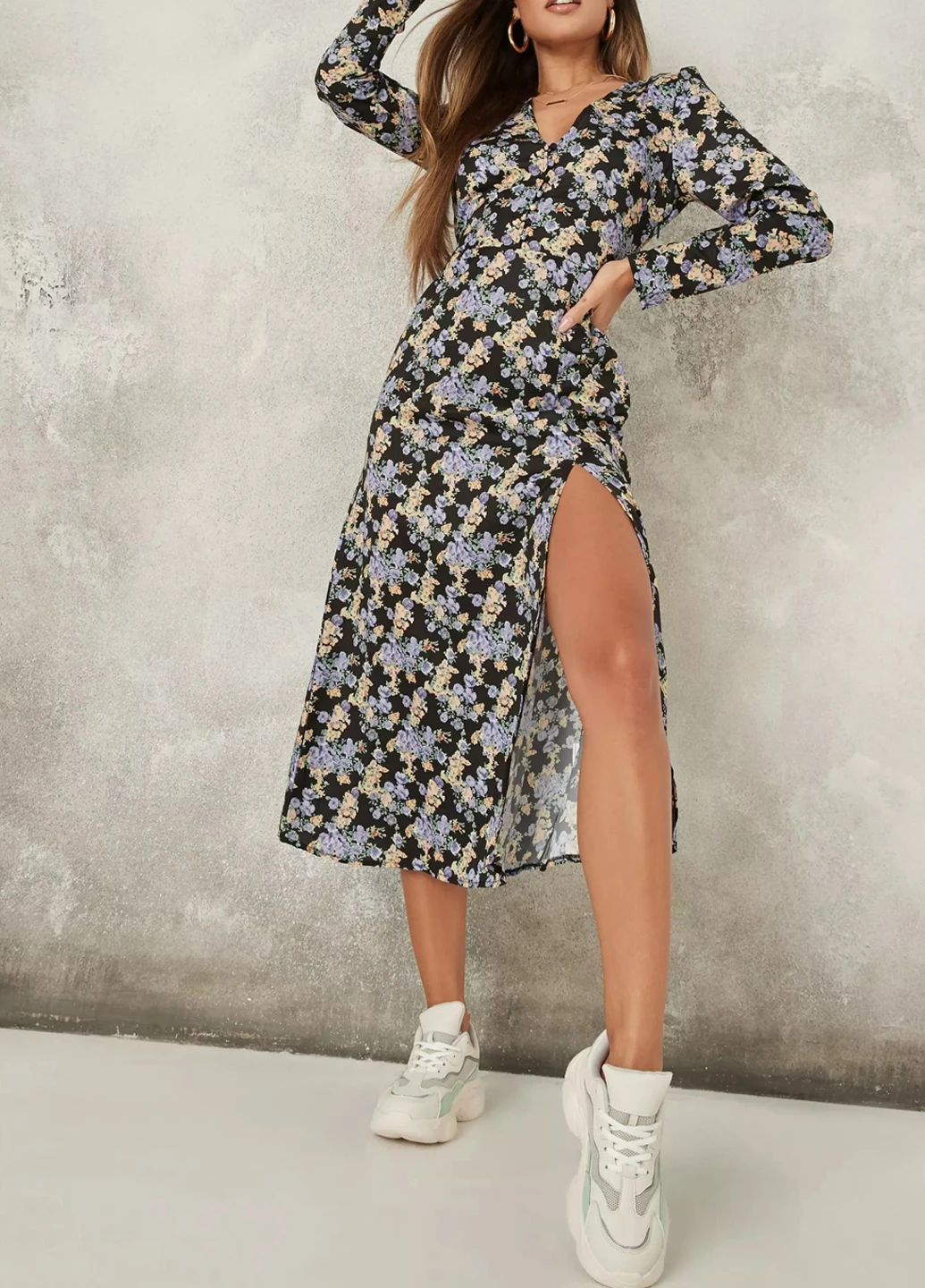 Чорна кежуал плаття, сукня Missguided з квітковим принтом