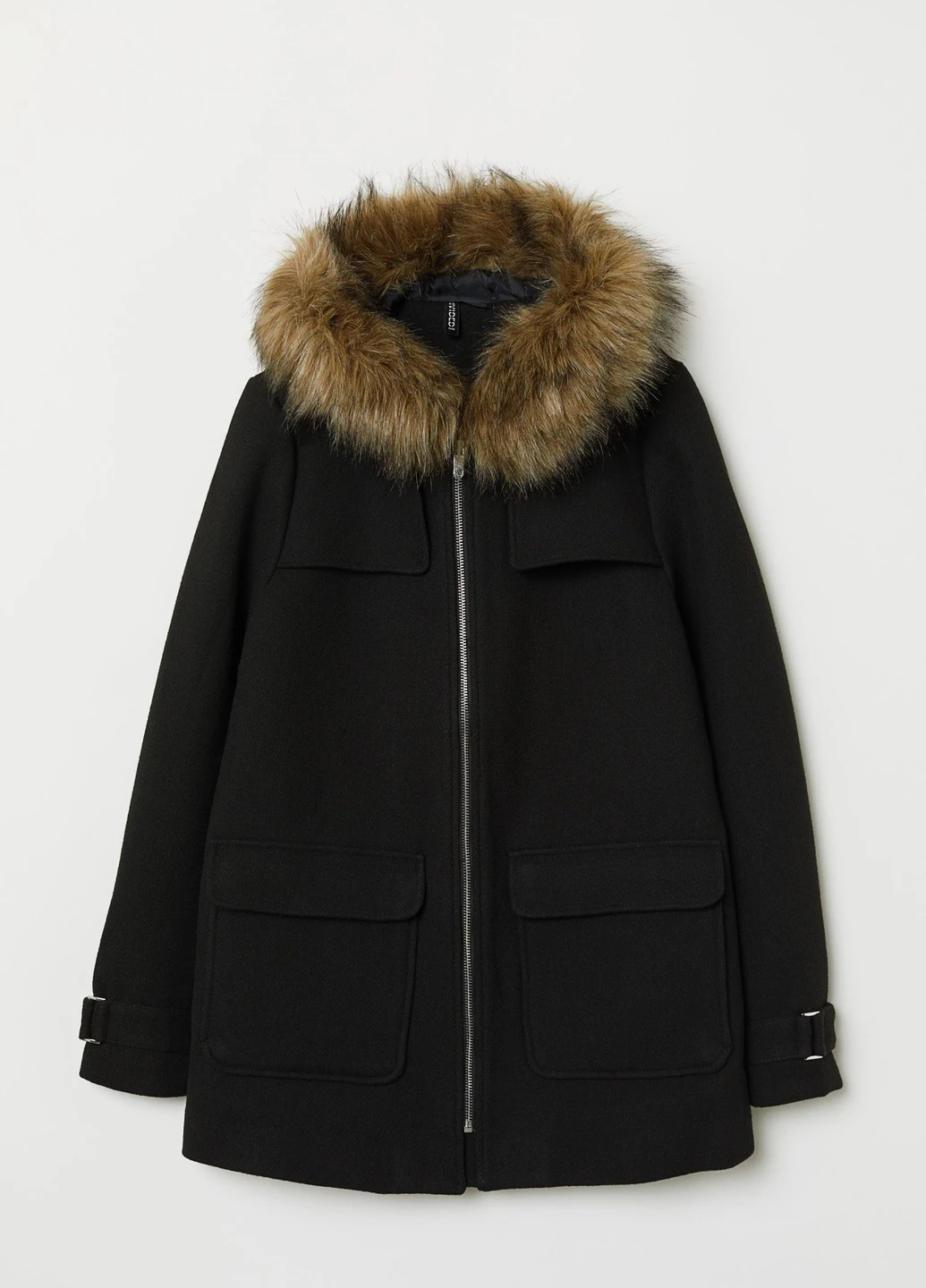 Черное демисезонное Дафлкот из смесовой шерсти H&M