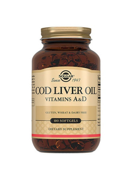 Cod Liver Oil Vitamin A & D 100 Softgels Solgar (256379921)