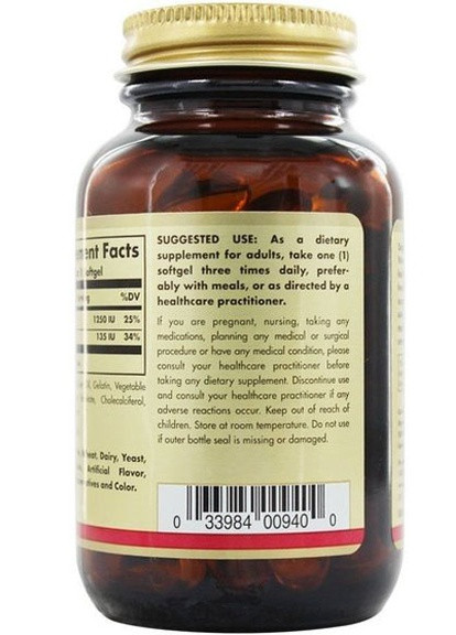 Cod Liver Oil Vitamin A & D 100 Softgels Solgar (256379921)