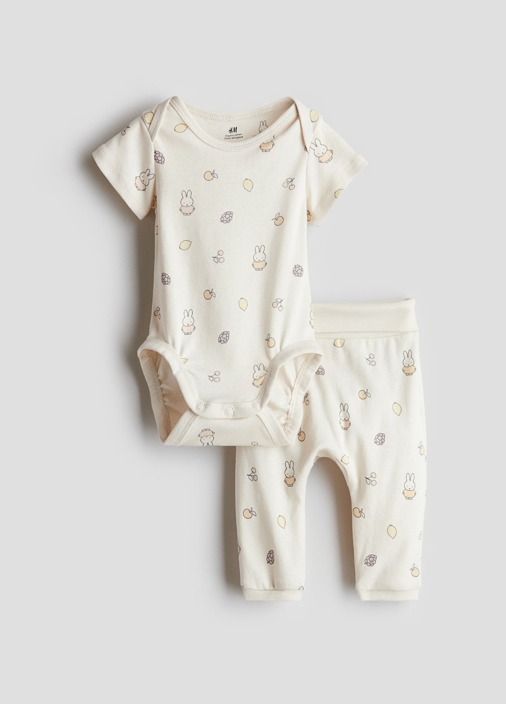 Молочный демисезонный комплект (боди, брюки) H&M