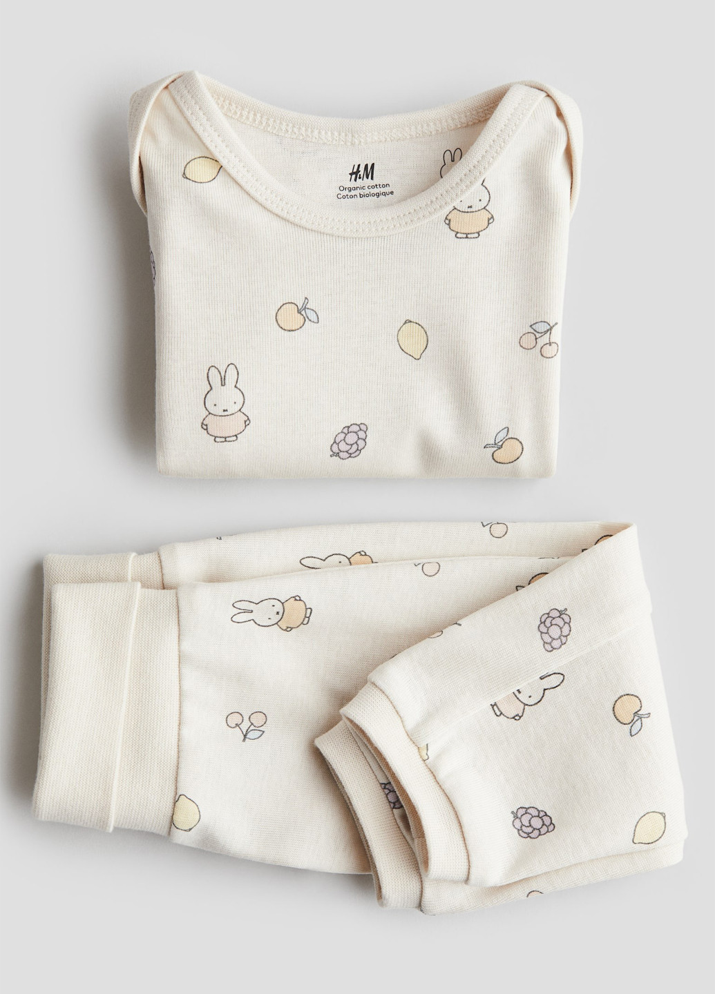 Молочный демисезонный комплект (боди, брюки) H&M