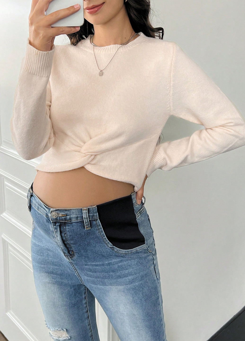 Пудровый демисезонный джемпер для беременных джемпер SHEIN