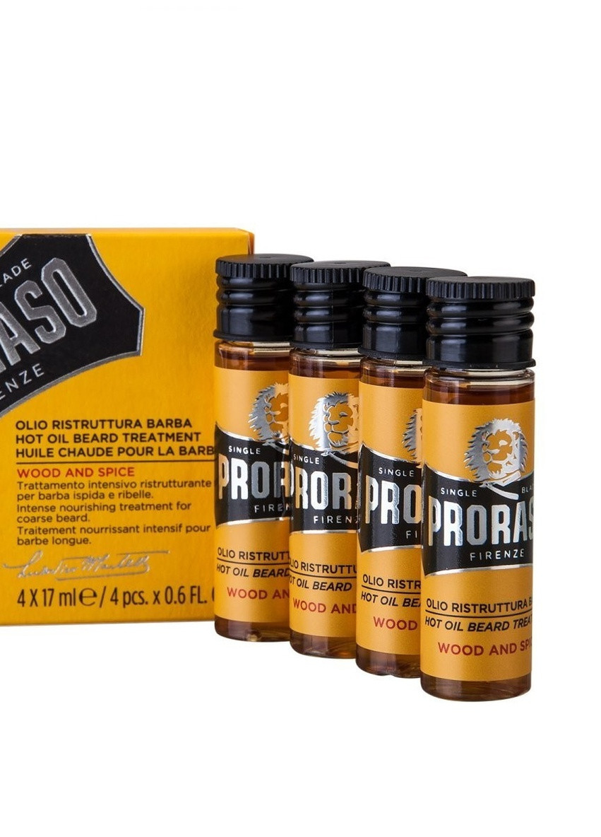 Гаряча олія для бороди Wood & Spice Beard Hot Oil Treatment 4 x 17 мл Proraso (217176202)