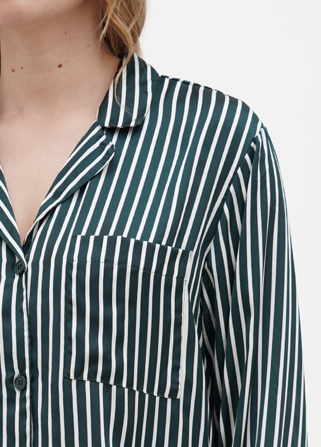 Темно-зеленая кэжуал рубашка в полоску H&M