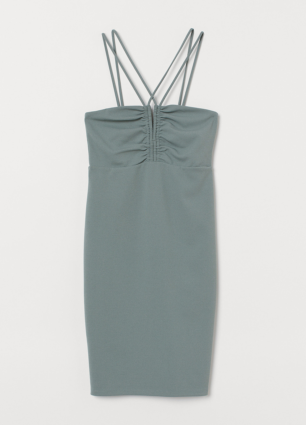 Оливкова коктейльна сукня H&M однотонна