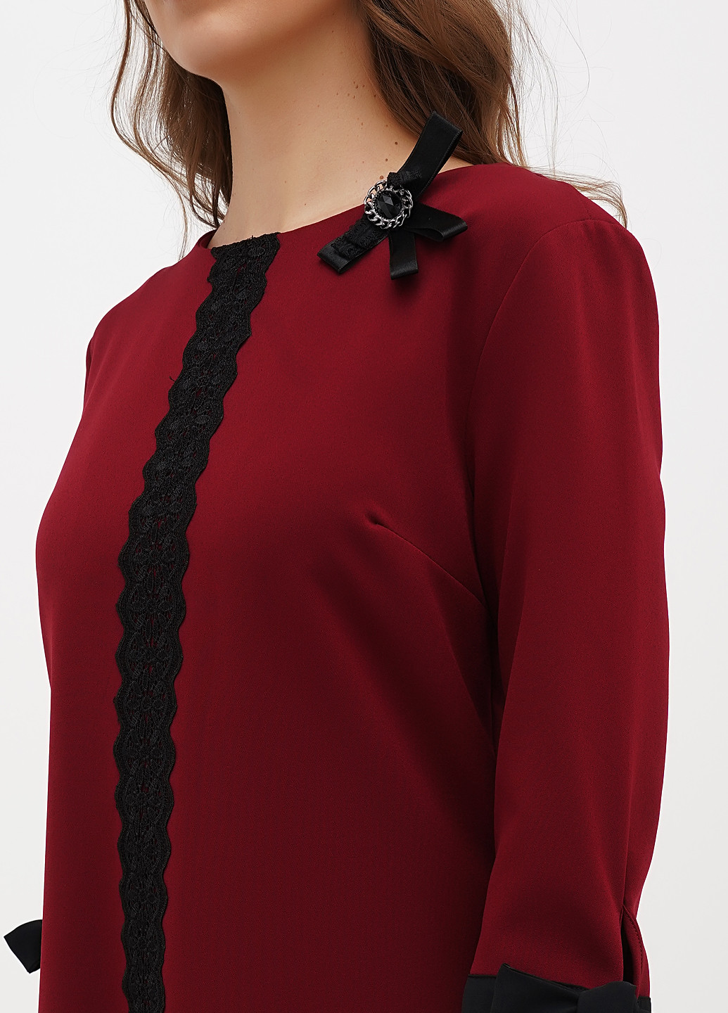 Бордовое праздничный, коктейльное платье колокол Sassofono однотонное