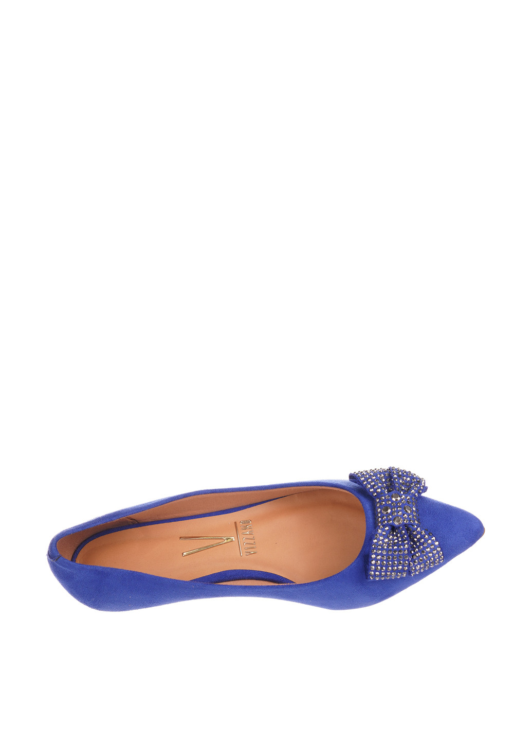 Жіночі балетки | сині однотонні стрази, бант штучна замша (299487138)