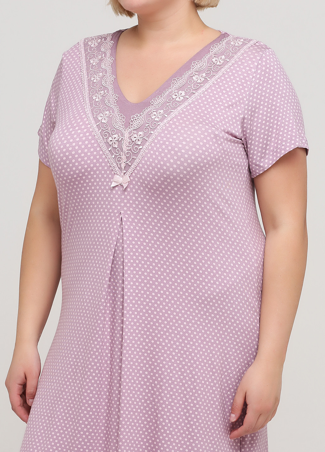 Ночная рубашка Cotpark сердечки розово-лиловая домашняя трикотаж, вискоза