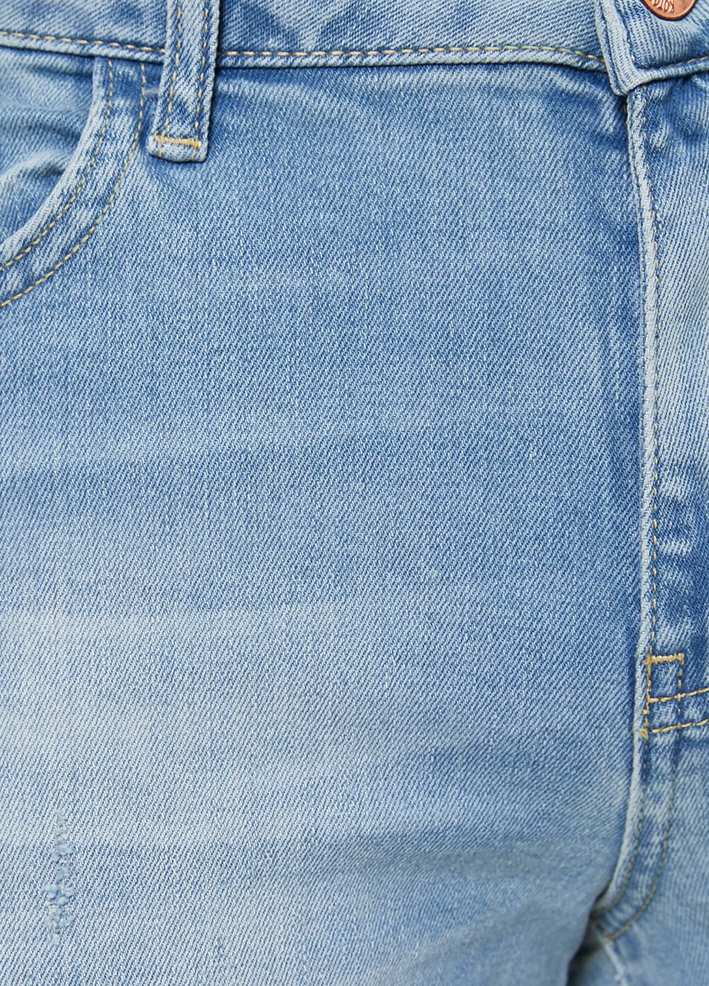 Шорти KOTON однотонні блакитні джинсові бавовна