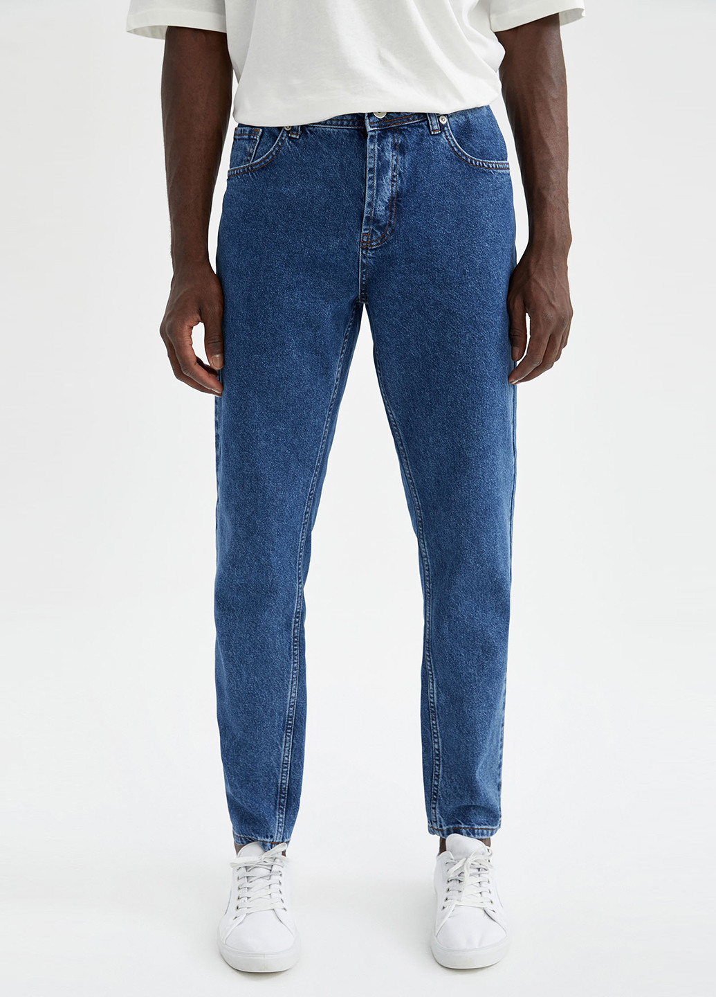 Синие демисезонные укороченные, зауженные джинсы DeFacto
