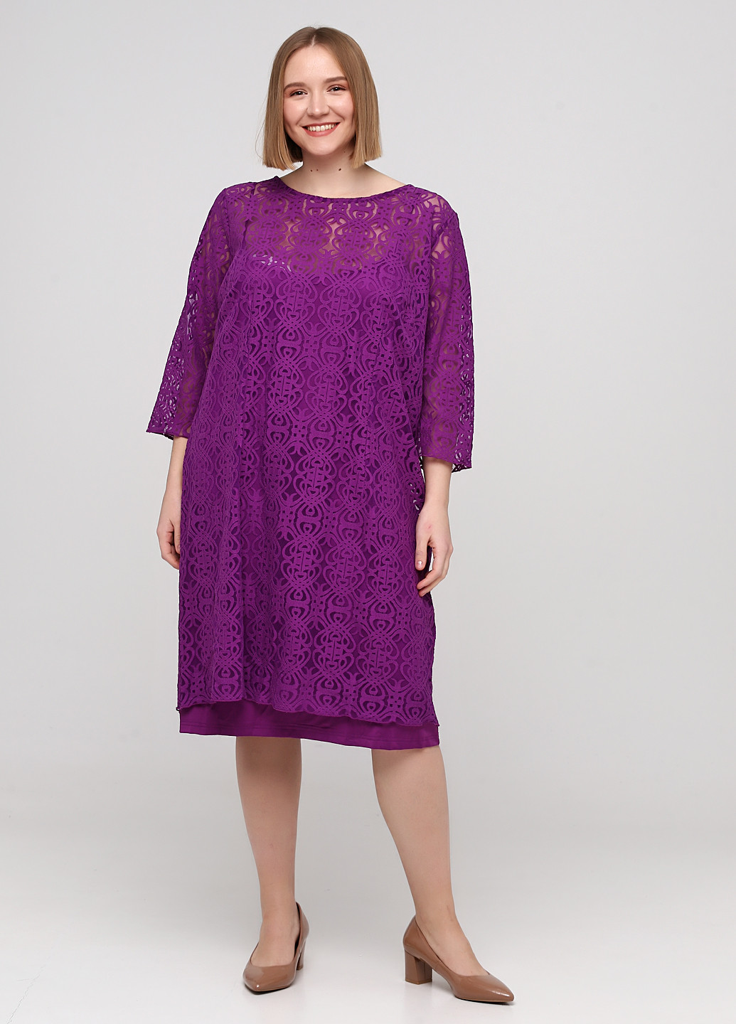 Фіолетова коктейльна плаття, сукня а-силует Balsamik однотонна