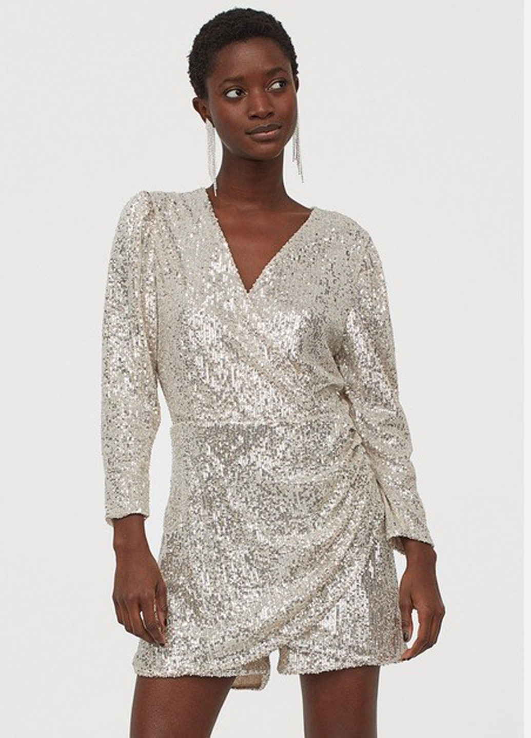 Комбинезон H&M комбинезон-шорты однотонный серебряный коктейльный полиэстер