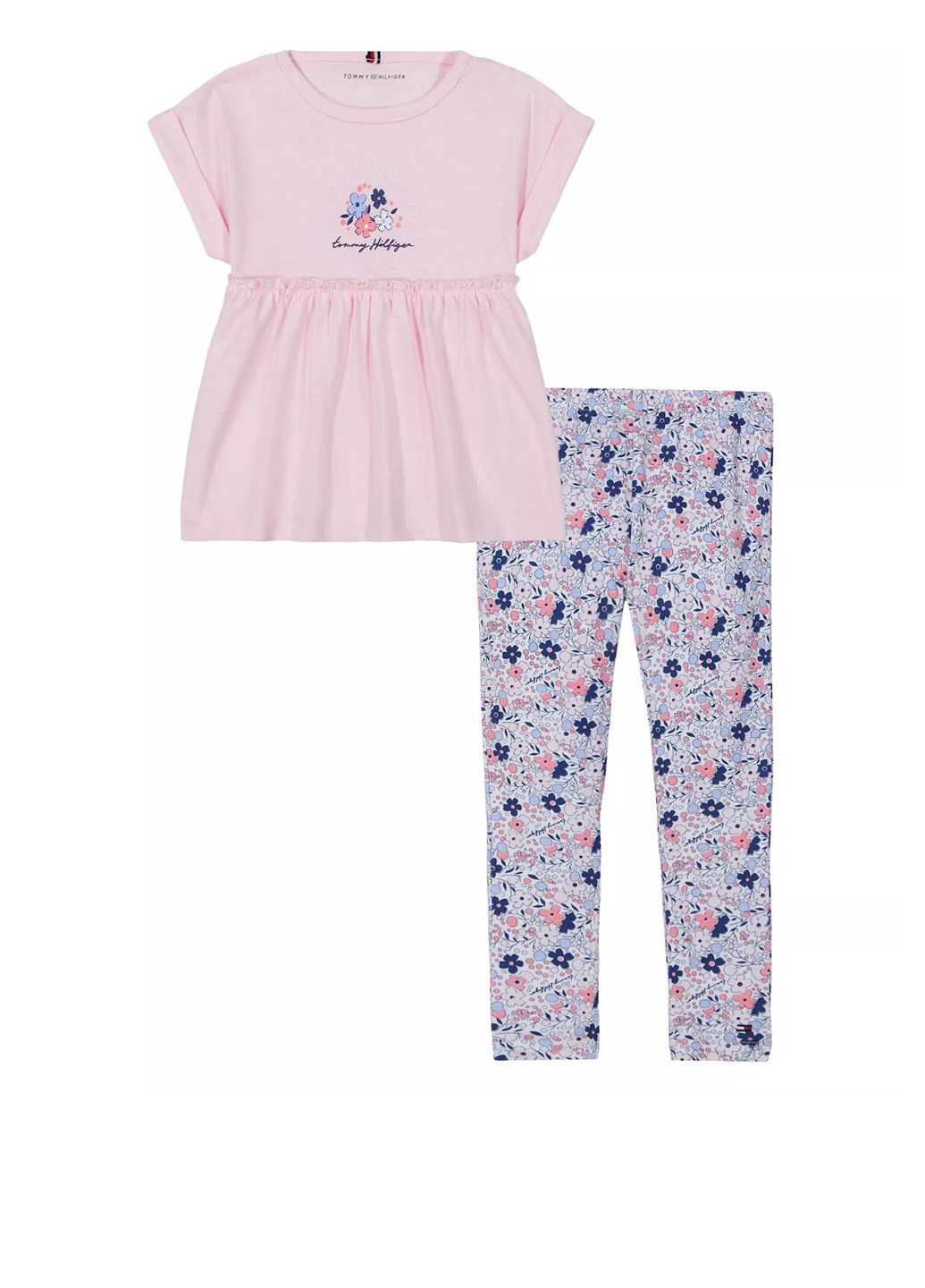 Розовый летний костюм (туника, леггинсы) Tommy Hilfiger