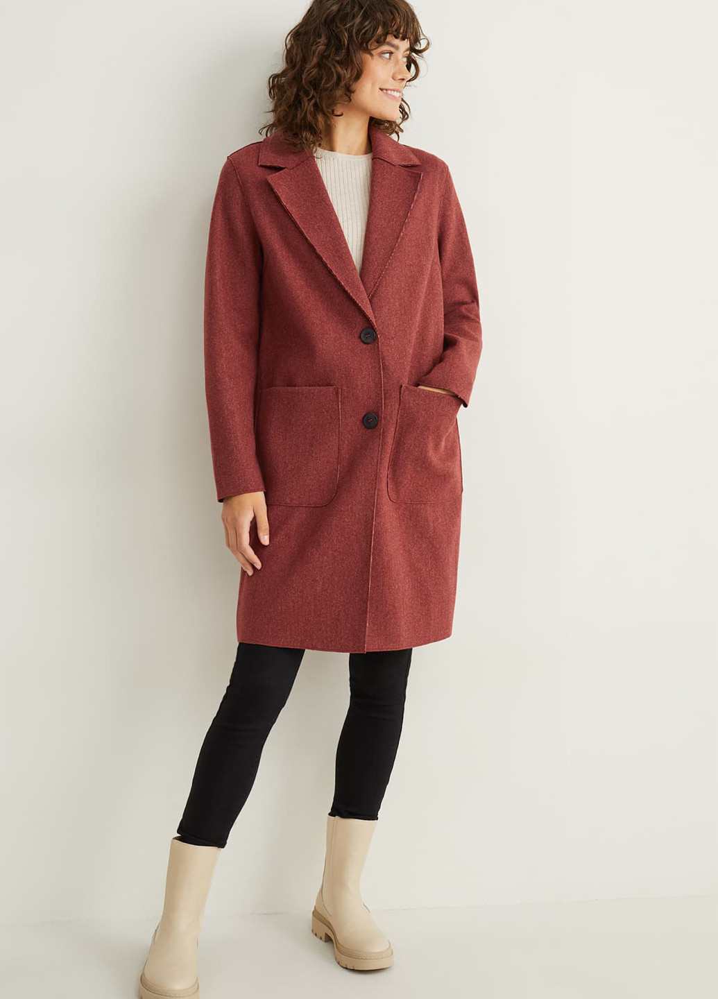 Вишневе демісезонне Пальто однобортне C&A
