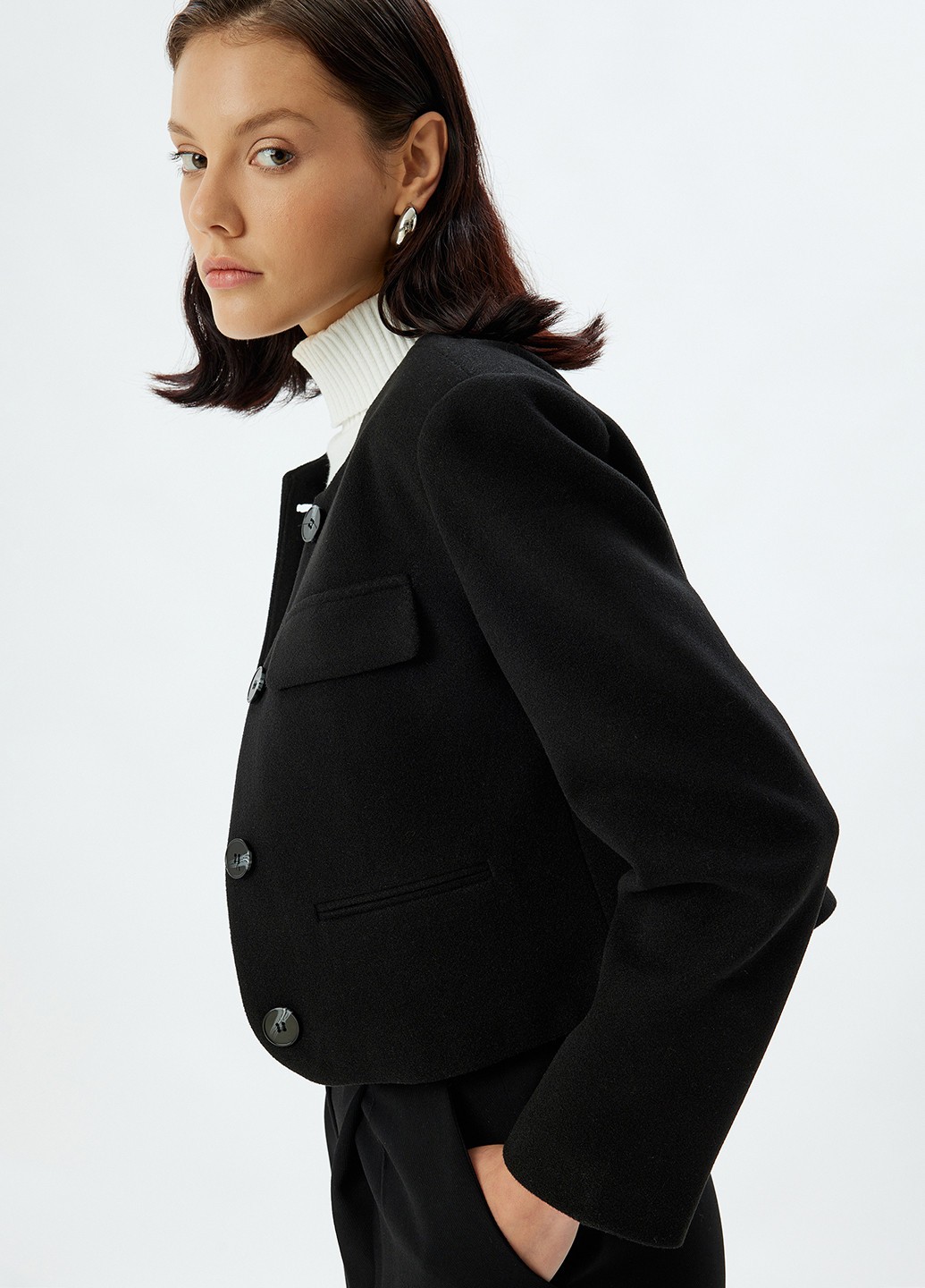 Черный женский жакет KOTON однотонный - демисезонный