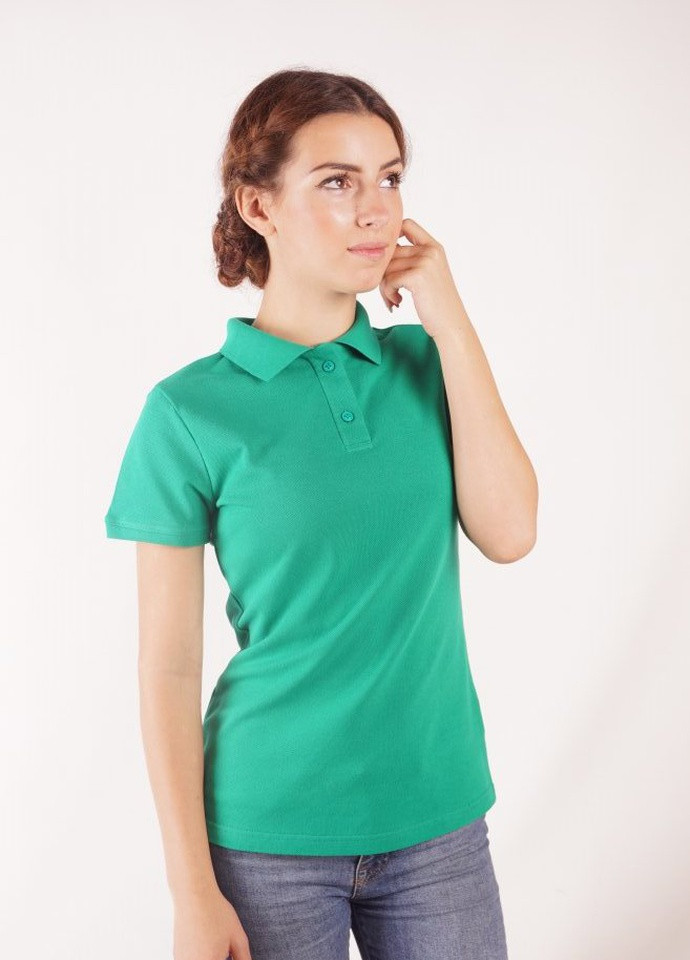 Зеленая женская футболка-футболка поло жіноча TvoePolo однотонная