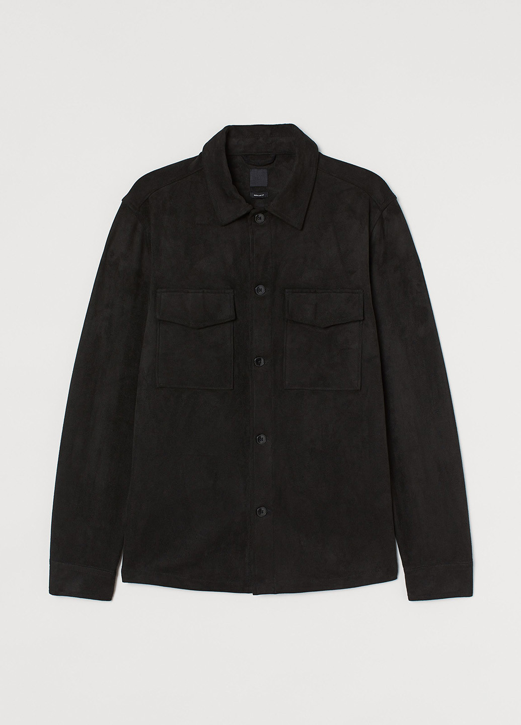 Куртка-рубашка H&M однотонная чёрная кэжуал