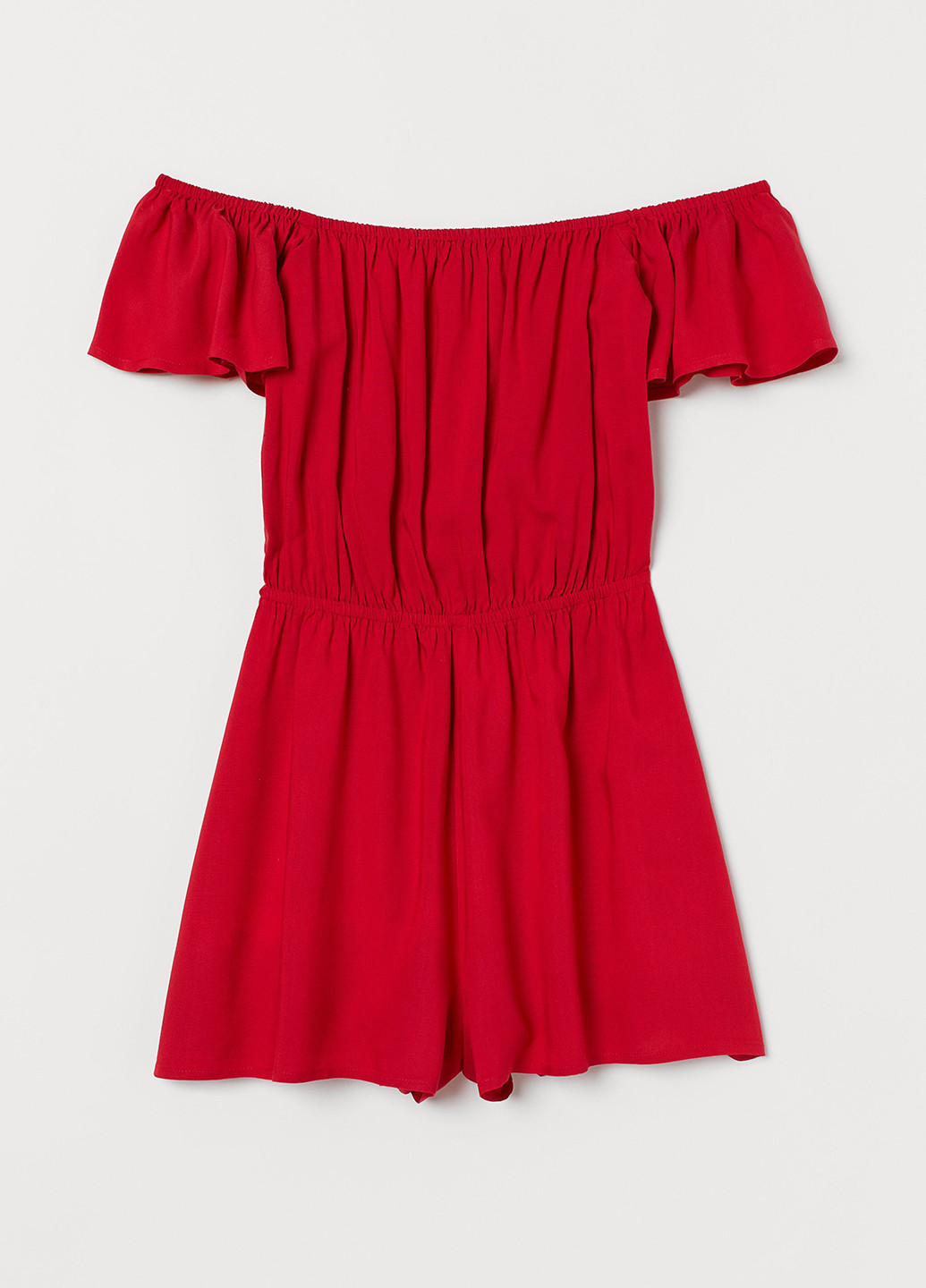 Комбинезон H&M комбинезон-шорты однотонный красный кэжуал трикотаж, вискоза