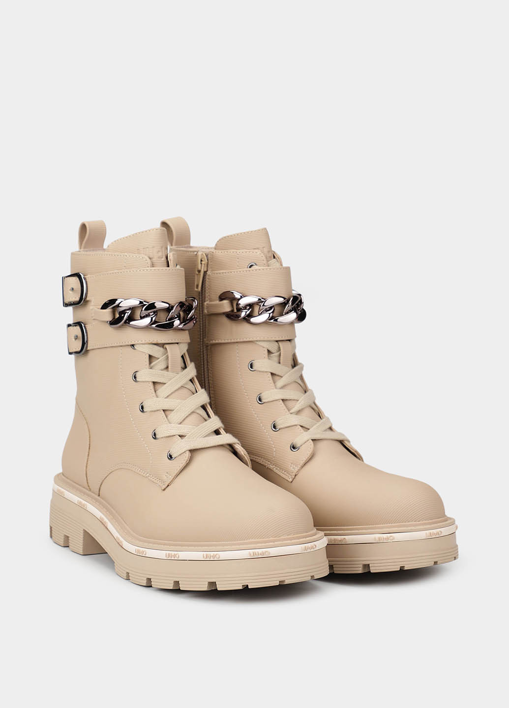 Осенние ботинки Liu Jo с цепочками, с тиснением, с логотипом, с пряжкой из полиуретана