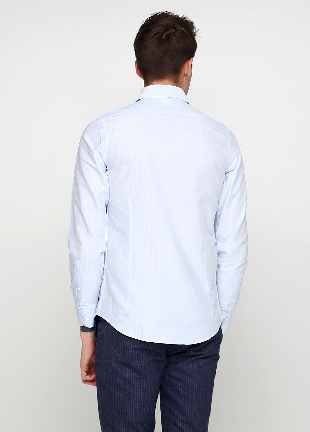 Голубой кэжуал рубашка в полоску Massimo Dutti с длинным рукавом