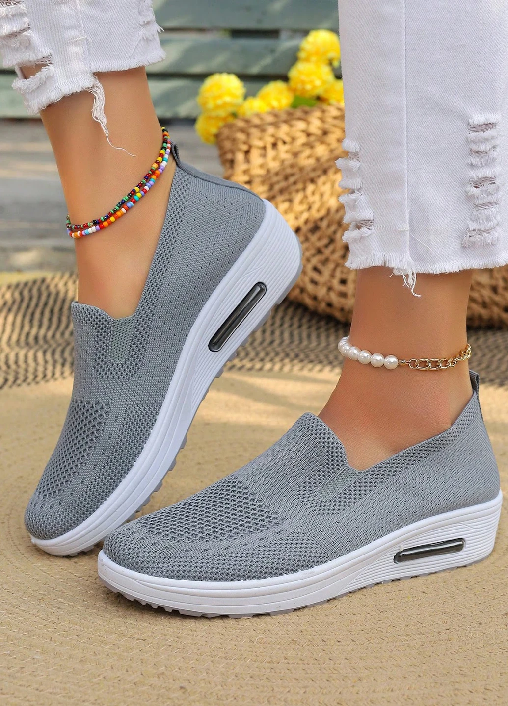 Серые слипоны SHEIN однотонные