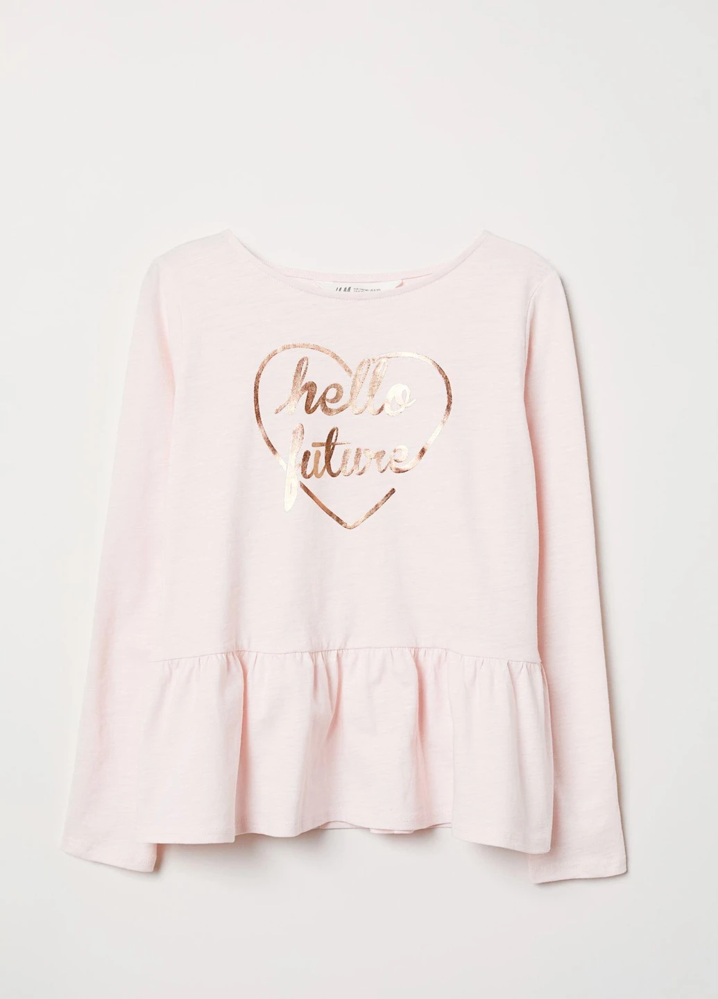 Лонгслів,блідо-рожевий з принтом, H&M (255192797)