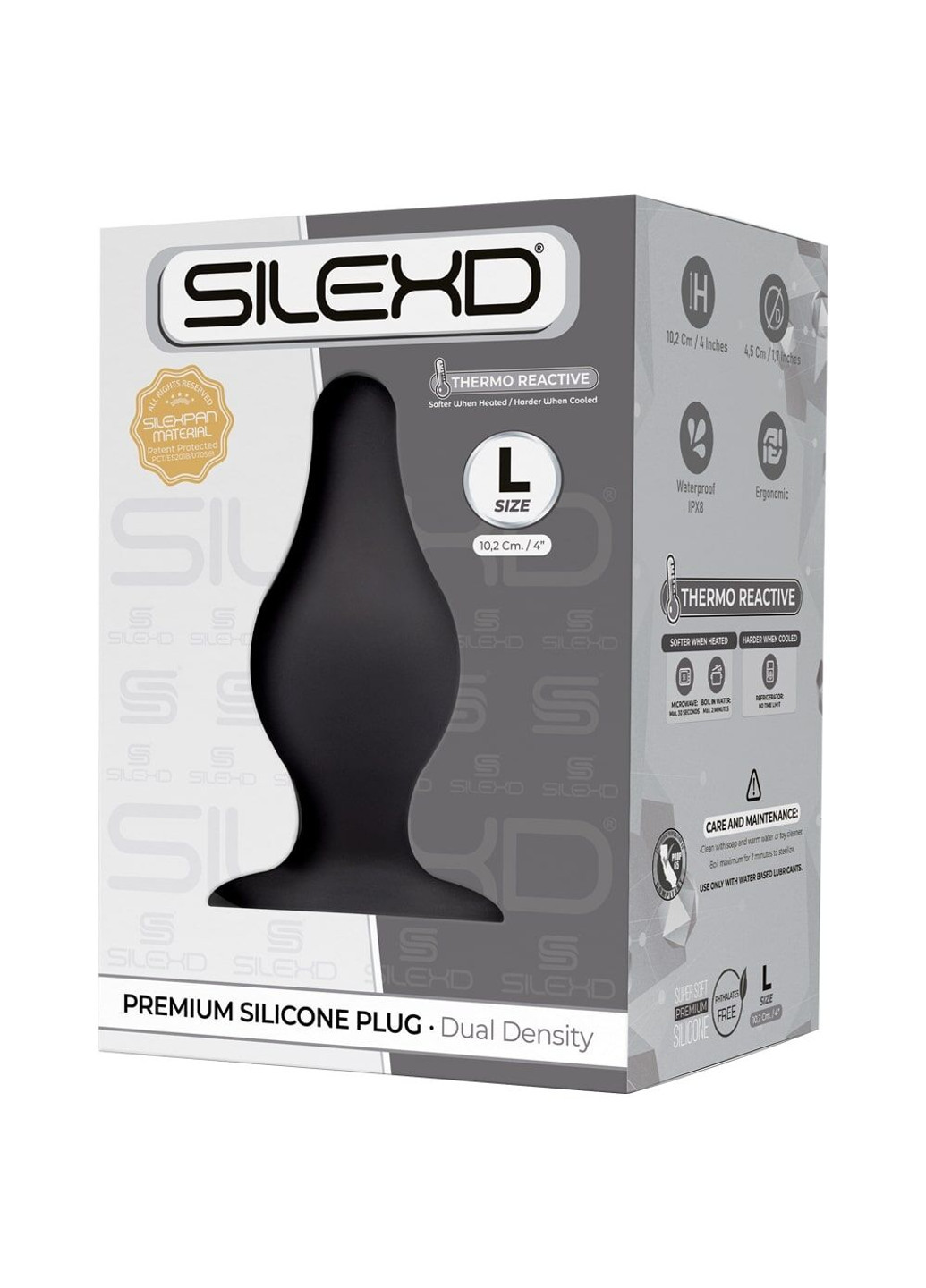 Анальна пробка (Model 2 size L) двошарова, силікон + Silexpan, діаметр 4,5 см Silexd (252297416)