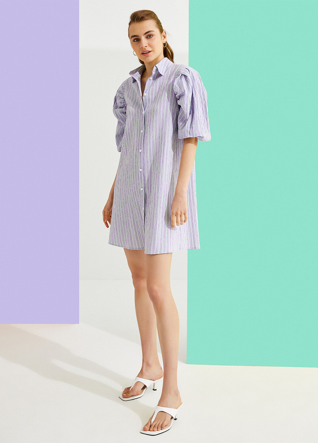 Світло-лілова кежуал сукня сукня-сорочка KOTON