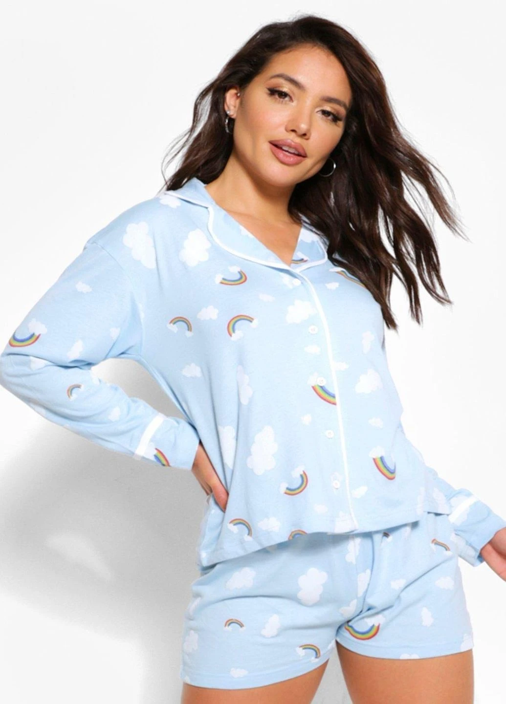 Голубая всесезон пижама Boohoo