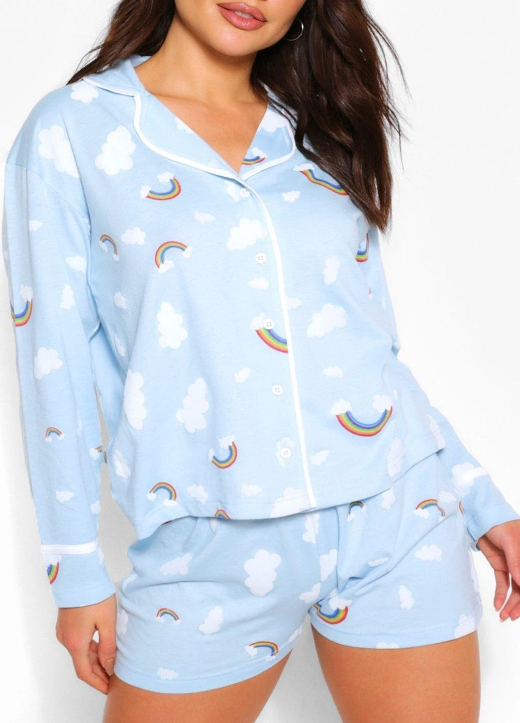 Голубая всесезон пижама Boohoo