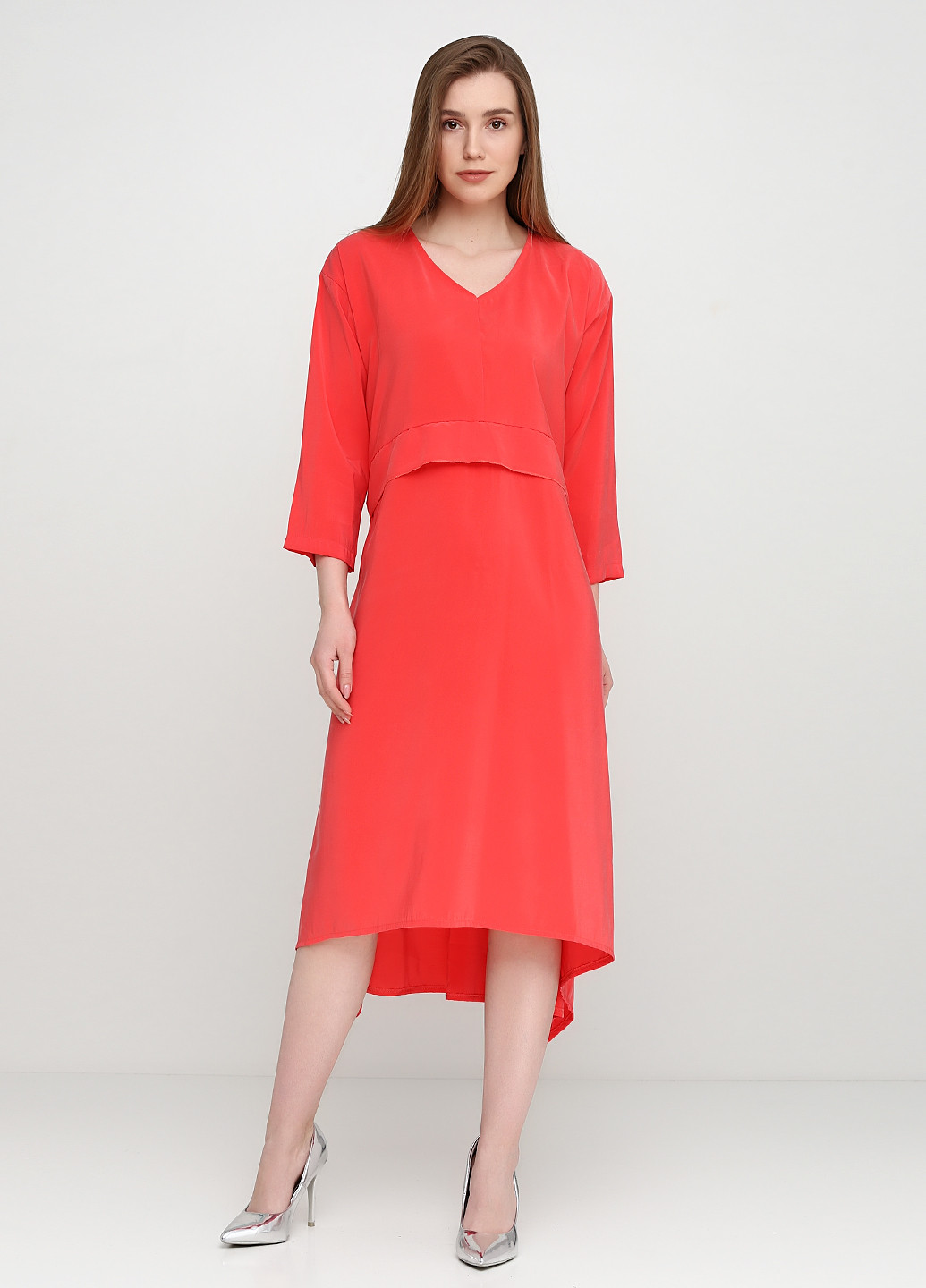 Красное кэжуал платье Stella Milani однотонное
