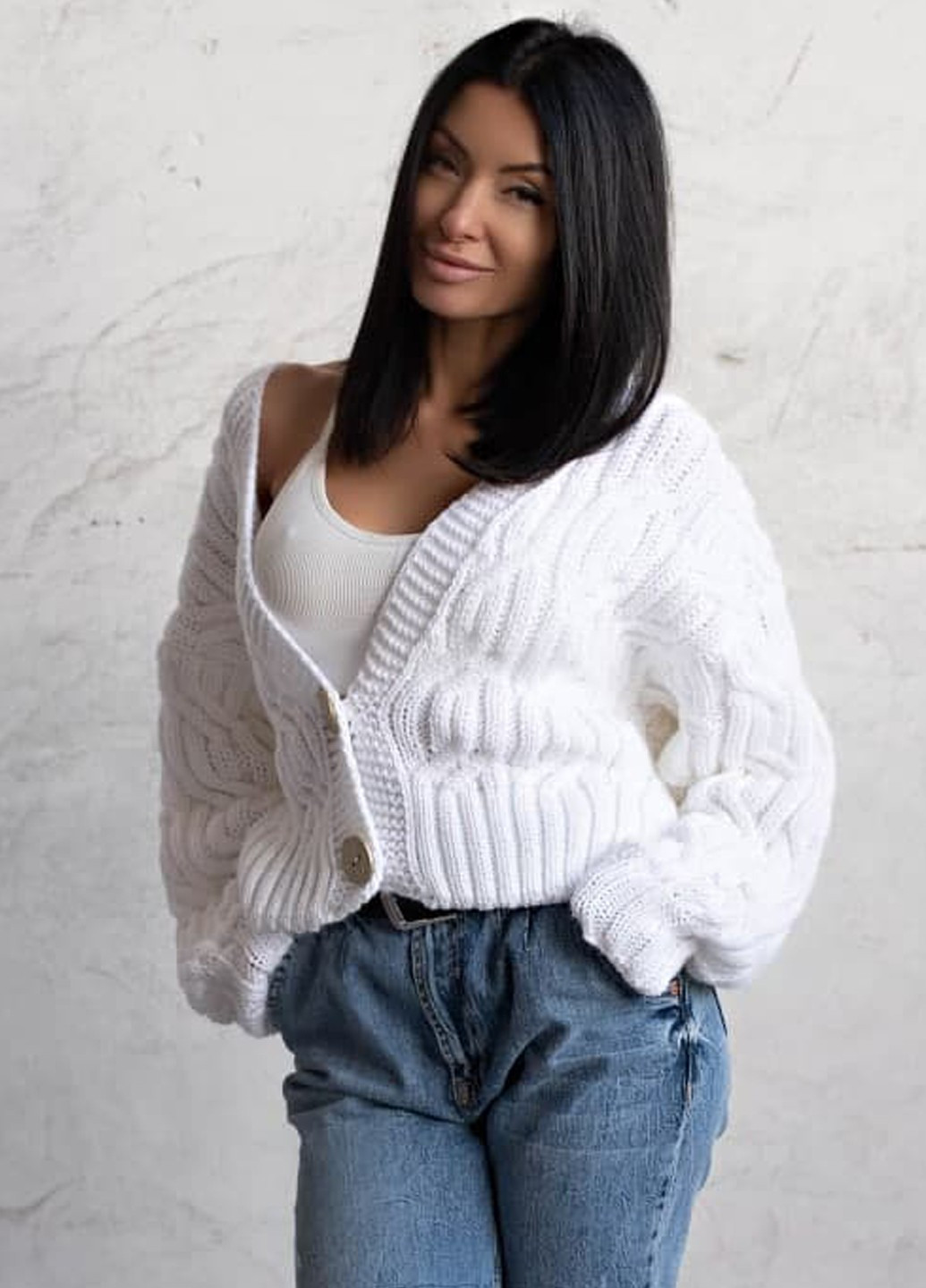 Белый демисезонный кардиган Anika