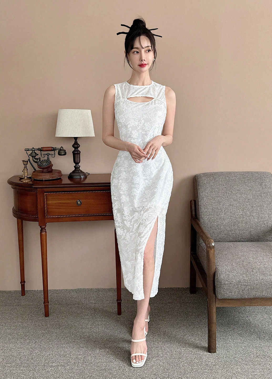 Білий кежуал сукня футляр SHEIN однотонна