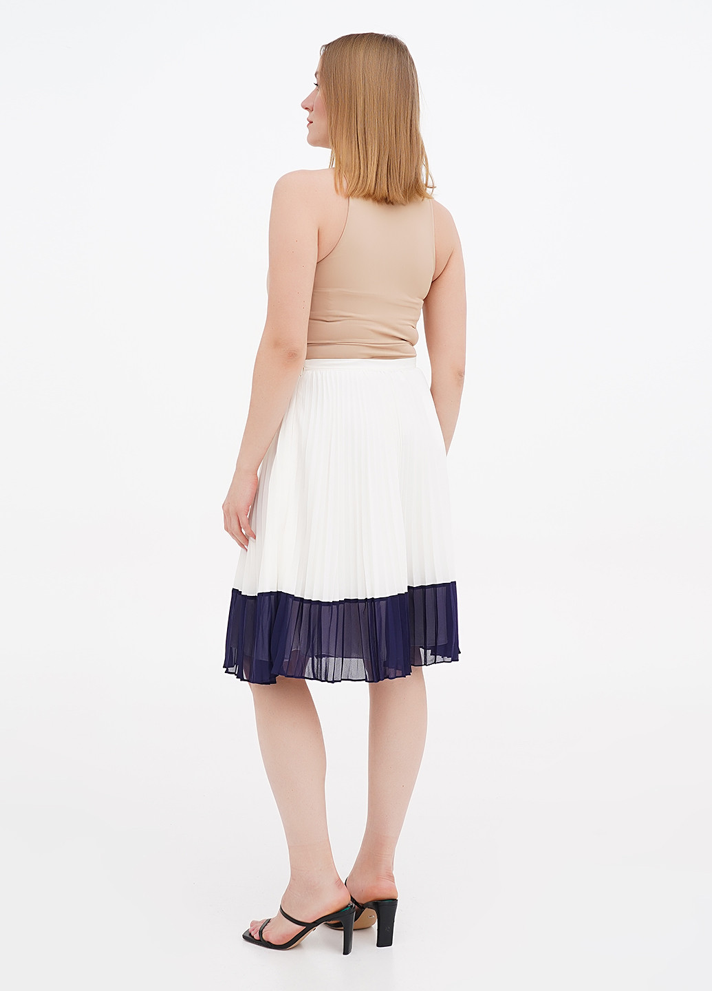 Белая кэжуал однотонная юбка Ralph Lauren клешированная, плиссе