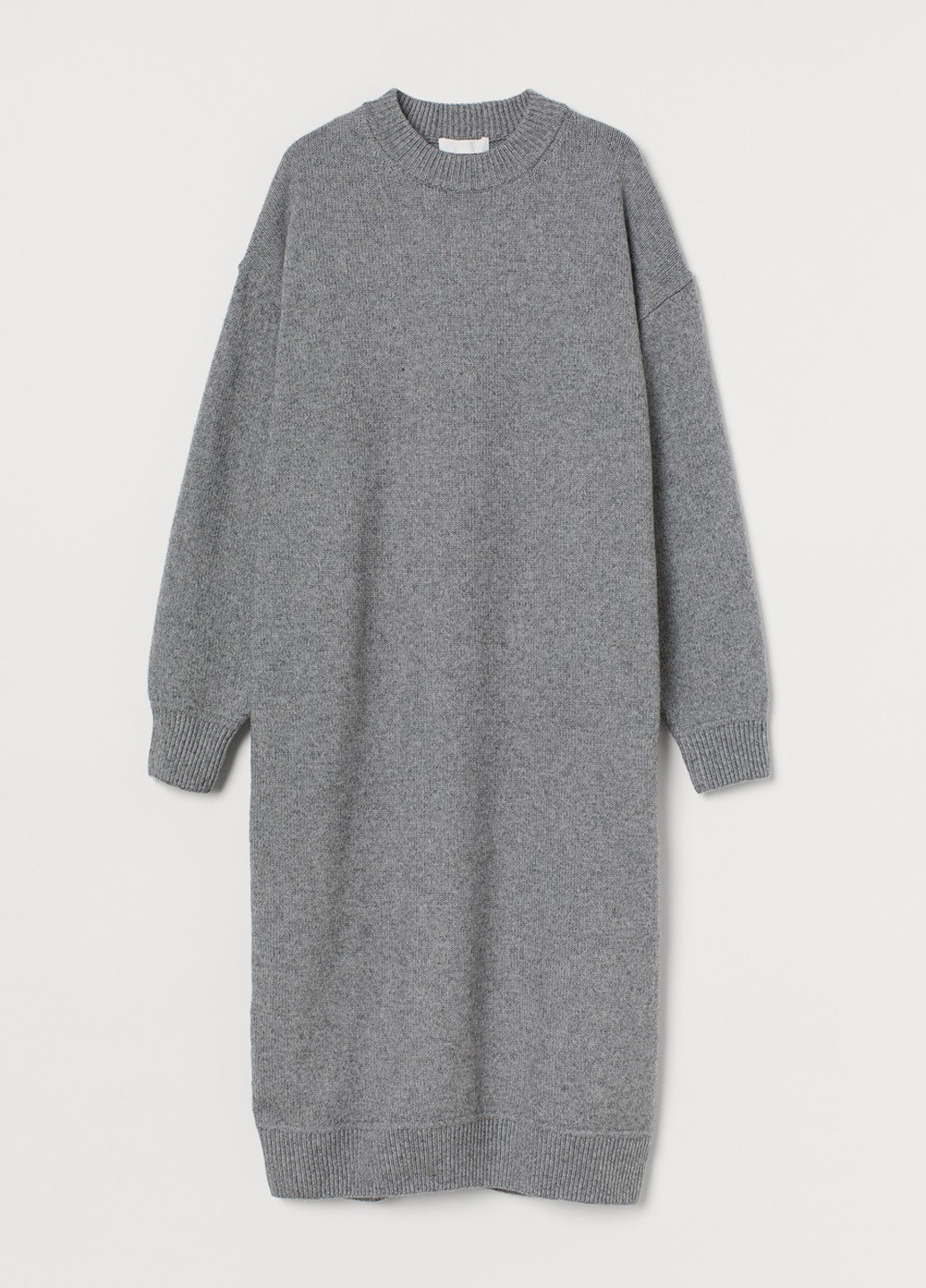 Серое кэжуал платье платье-свитер H&M меланжевое