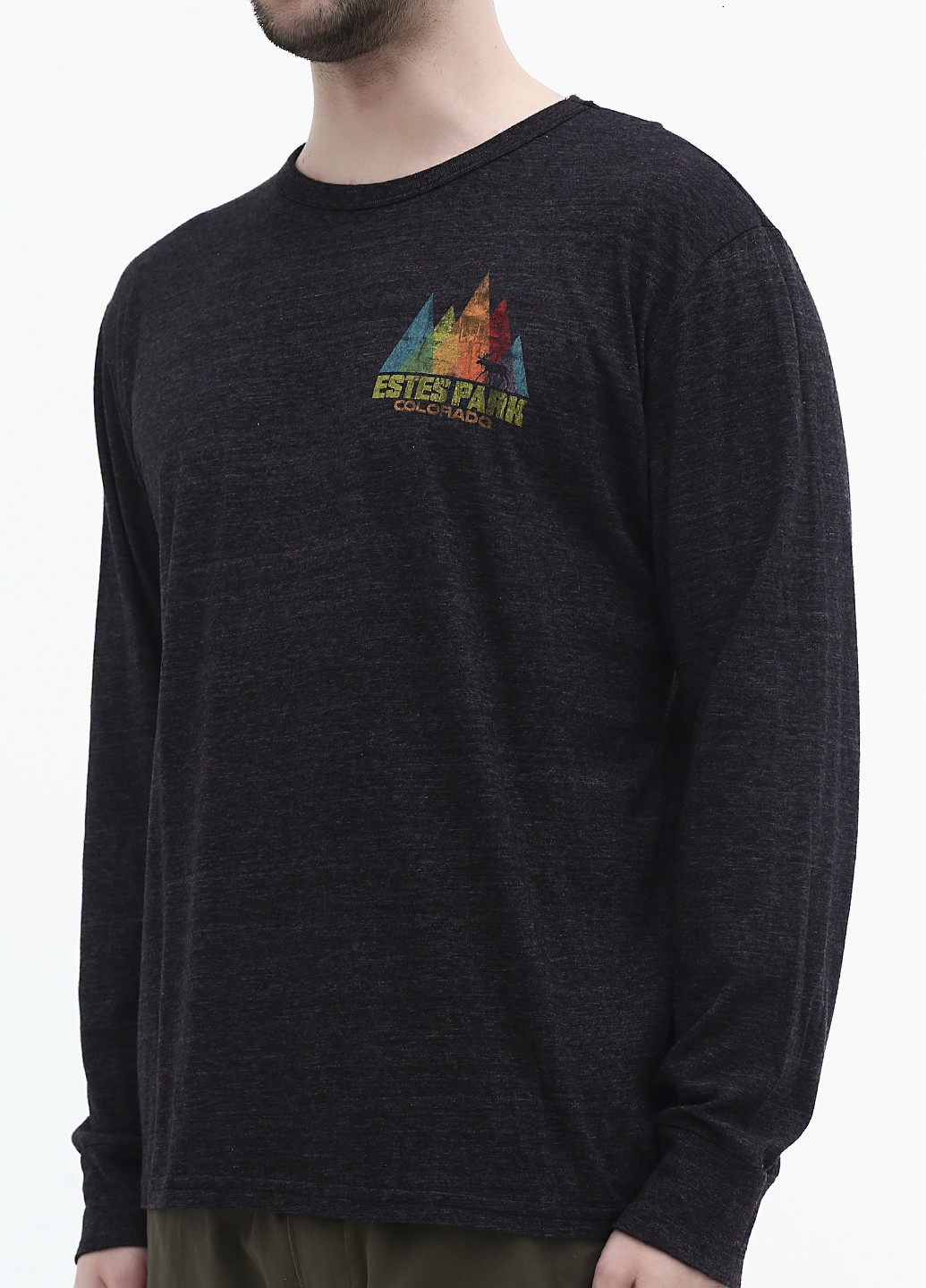 Темно-серый демисезонный кэжуал лонгслив Blue 84 с рисунком