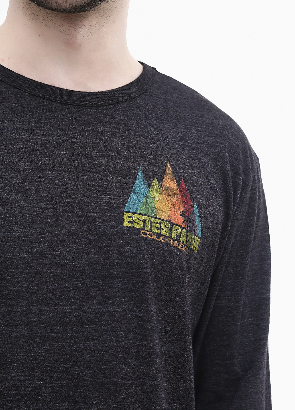 Темно-серый демисезонный кэжуал лонгслив Blue 84 с рисунком