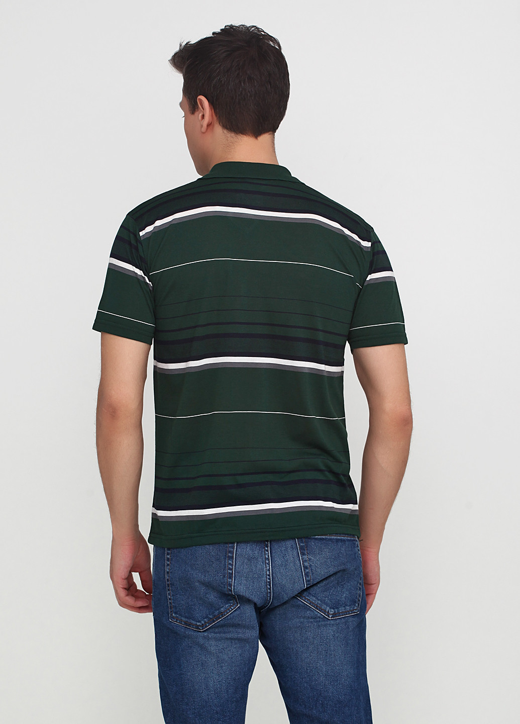 Темно-зеленая футболка-поло для мужчин Onur в полоску