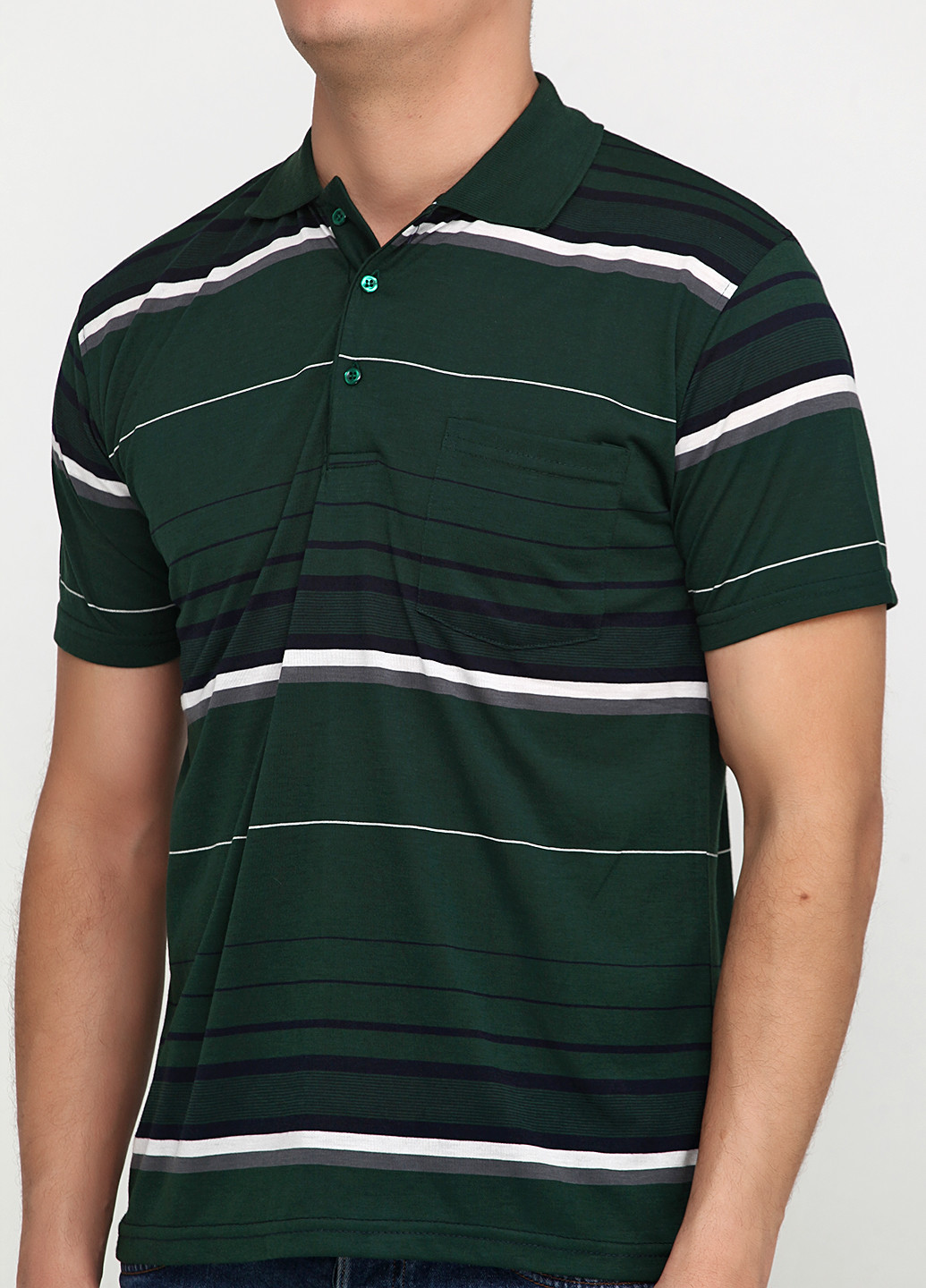 Темно-зеленая футболка-поло для мужчин Onur в полоску