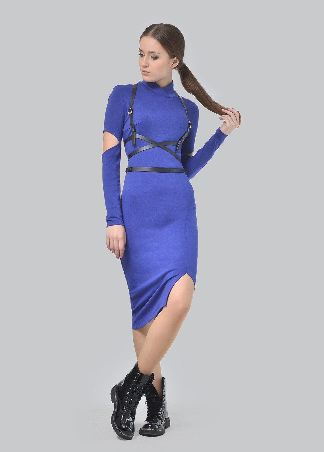 Синя кежуал сукня, сукня сукня-водолазка Agata Webers однотонна