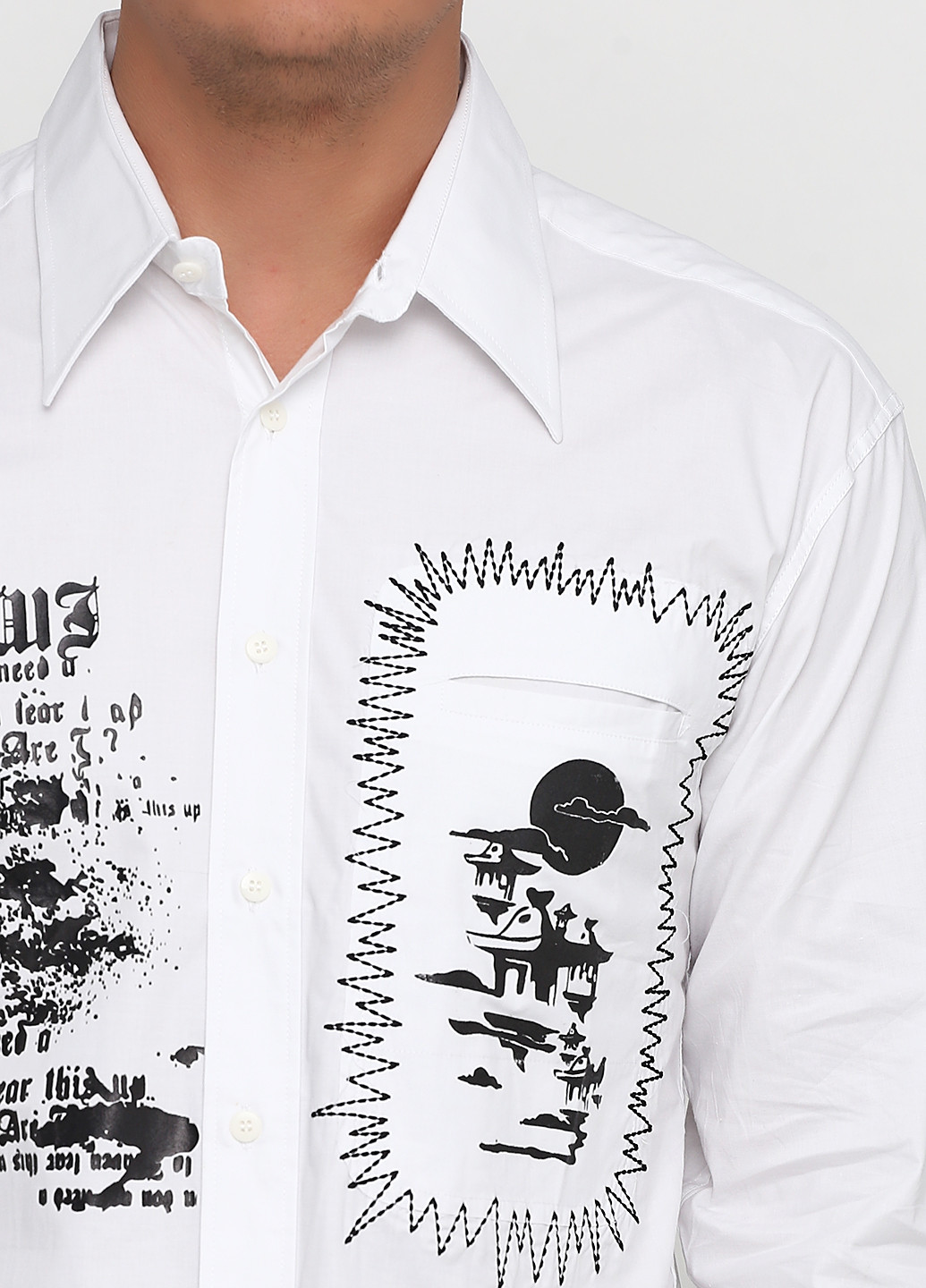 Сорочка MA&GI з довгим рукавом малюнок біла кежуал