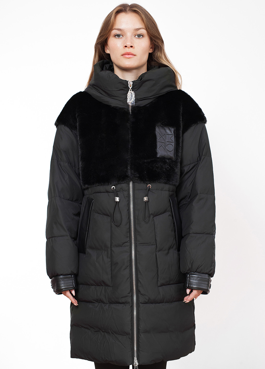 Черная зимняя куртка куртка-пальто Visdeer