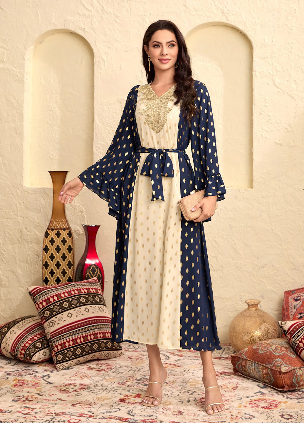 Комбінована кежуал сукня кльош SHEIN колор блок