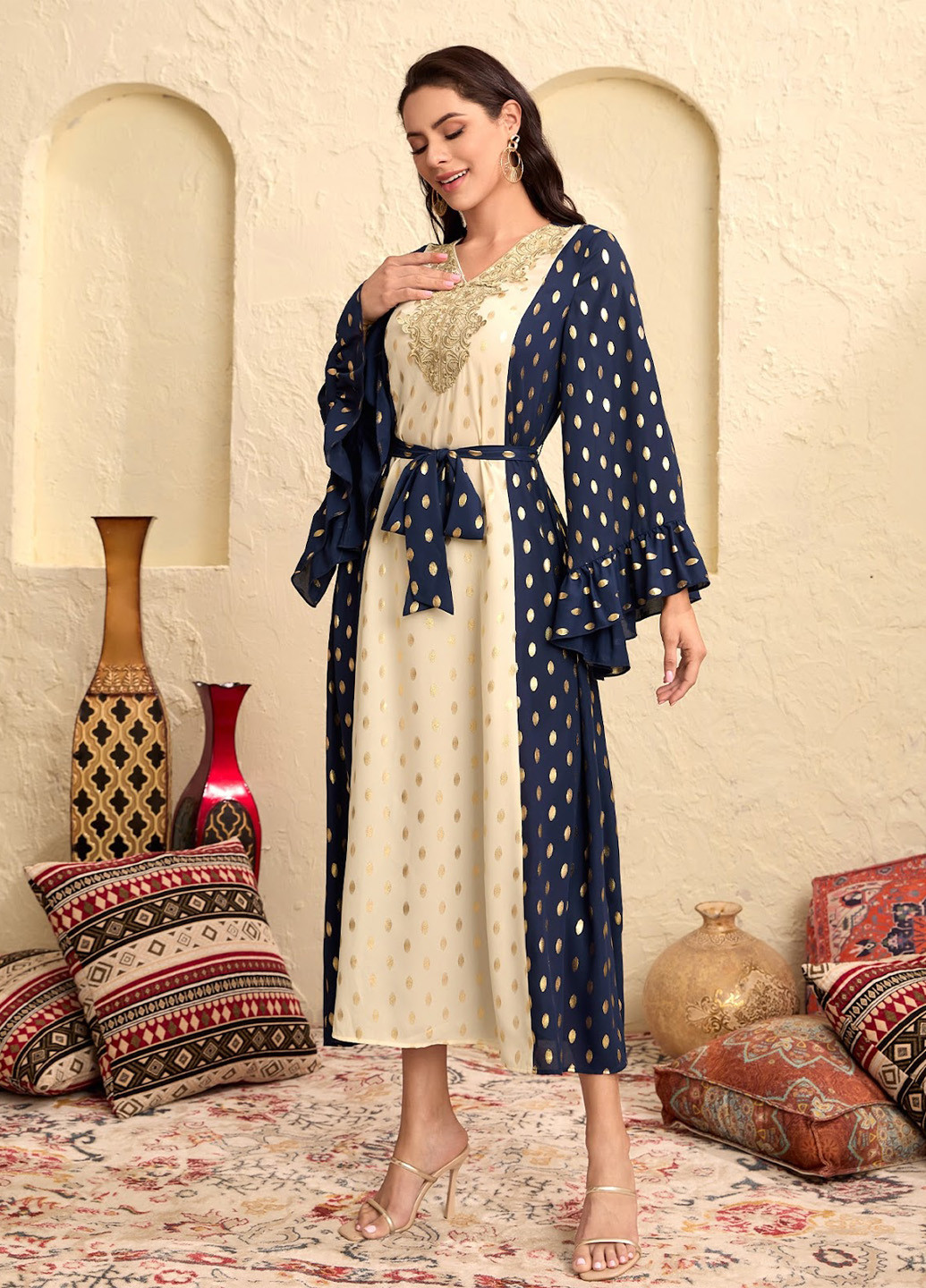 Комбінована кежуал сукня кльош SHEIN колор блок