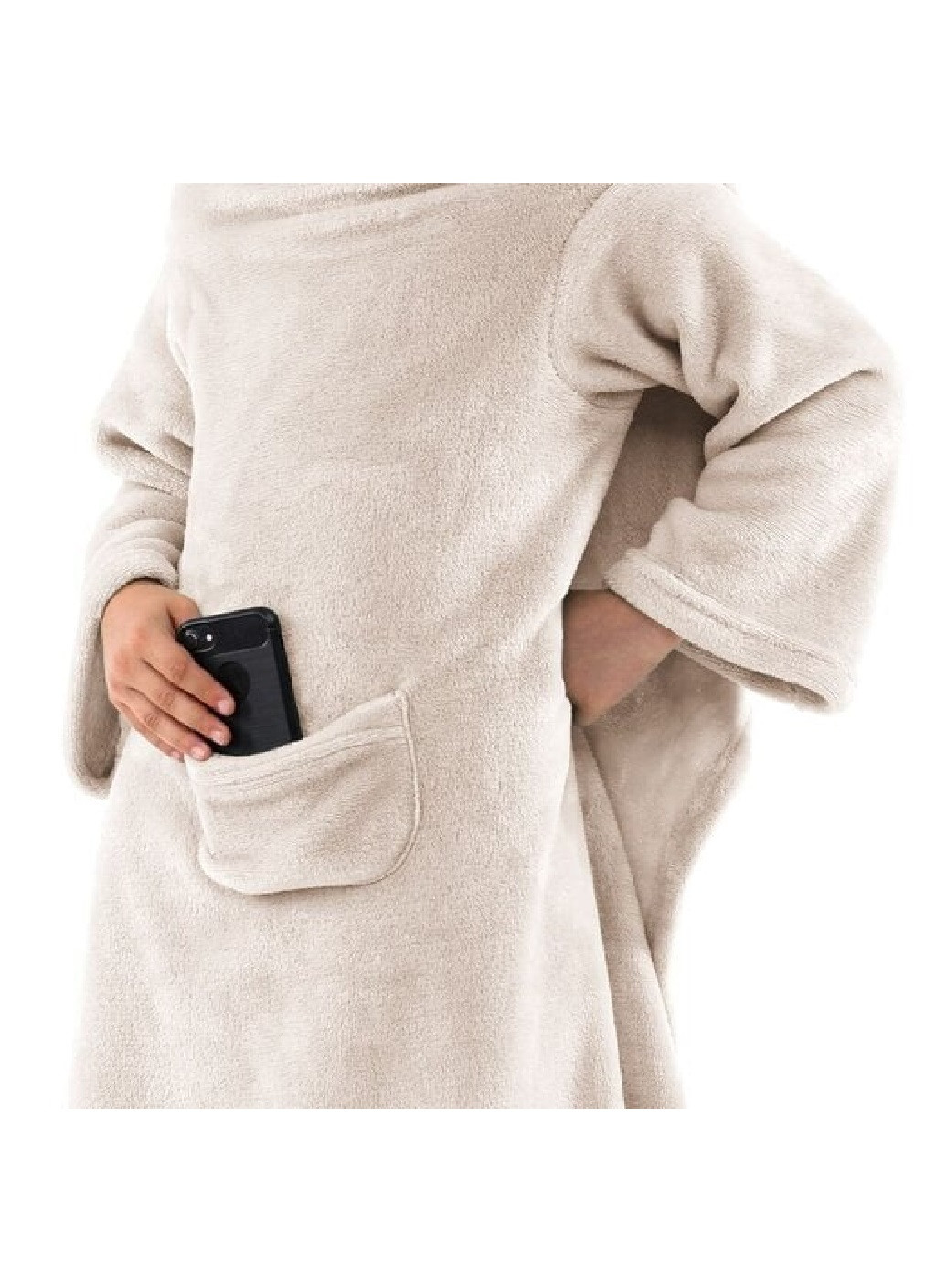 Детский плед с рукавами и карманами покрывало одеяло микрофибра 90х105 см (473632-Prob) Бежевый Unbranded (255708284)